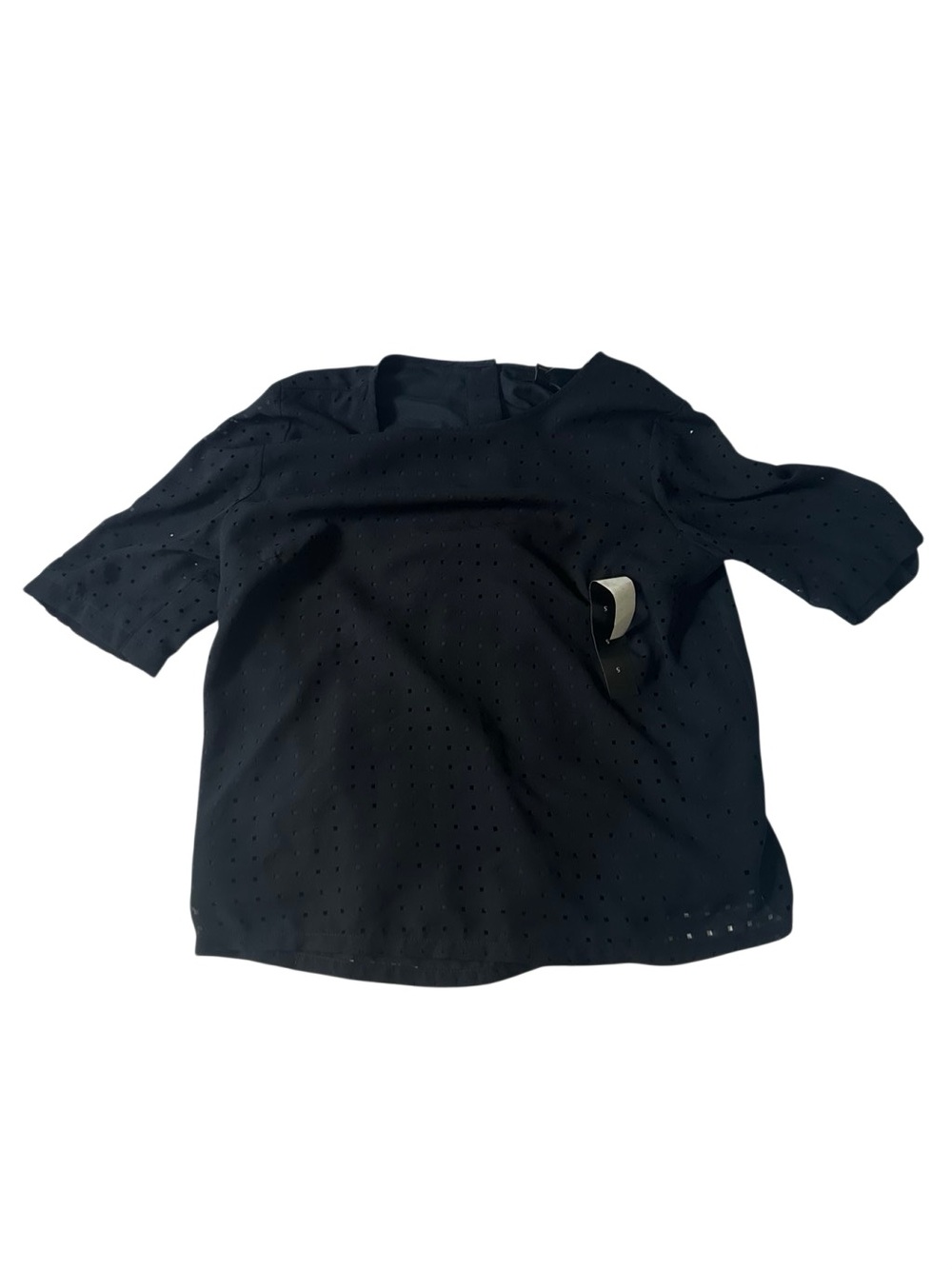 Banana Republic Black Eyelet Short Sleeve Top